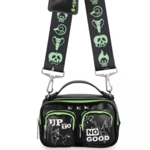 Disney Parks Villains “Up To No Good” Crossbody Bag Brand  Black & Green NWT - Picture 1 of 3